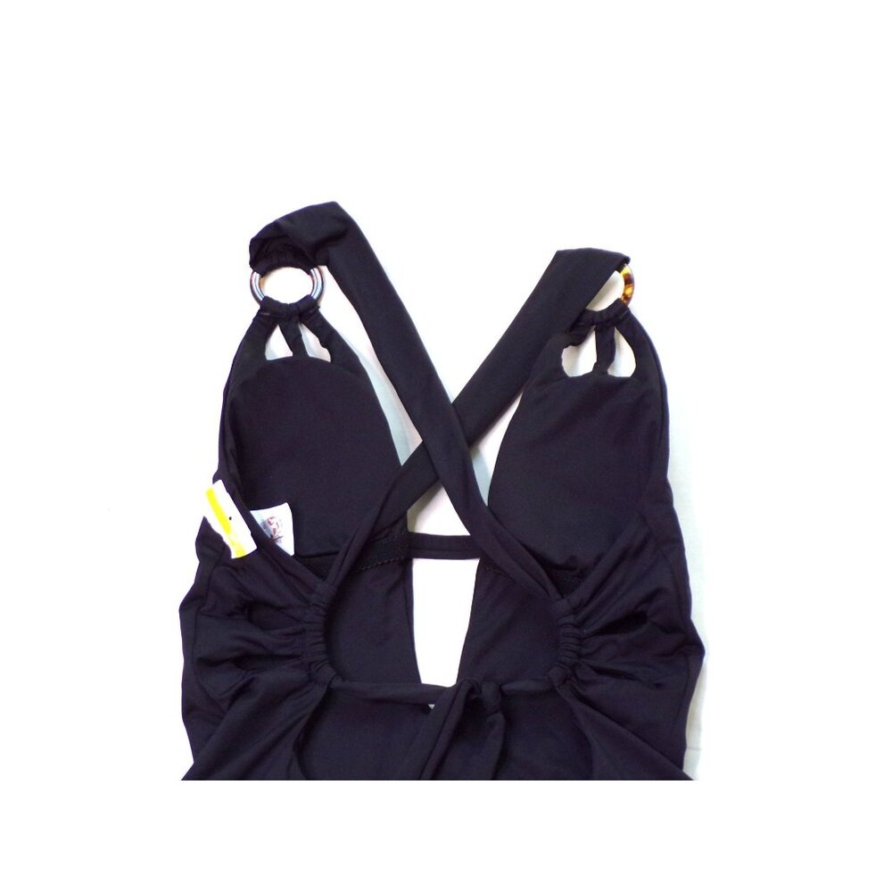 🆕BECCA Color Code Plunge One-Piece Swimsuit Large (10-12) Black - Picture 7 of 8